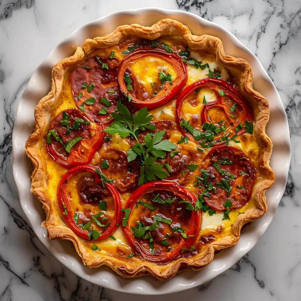 Quiche mit Paprika und Chorizo
