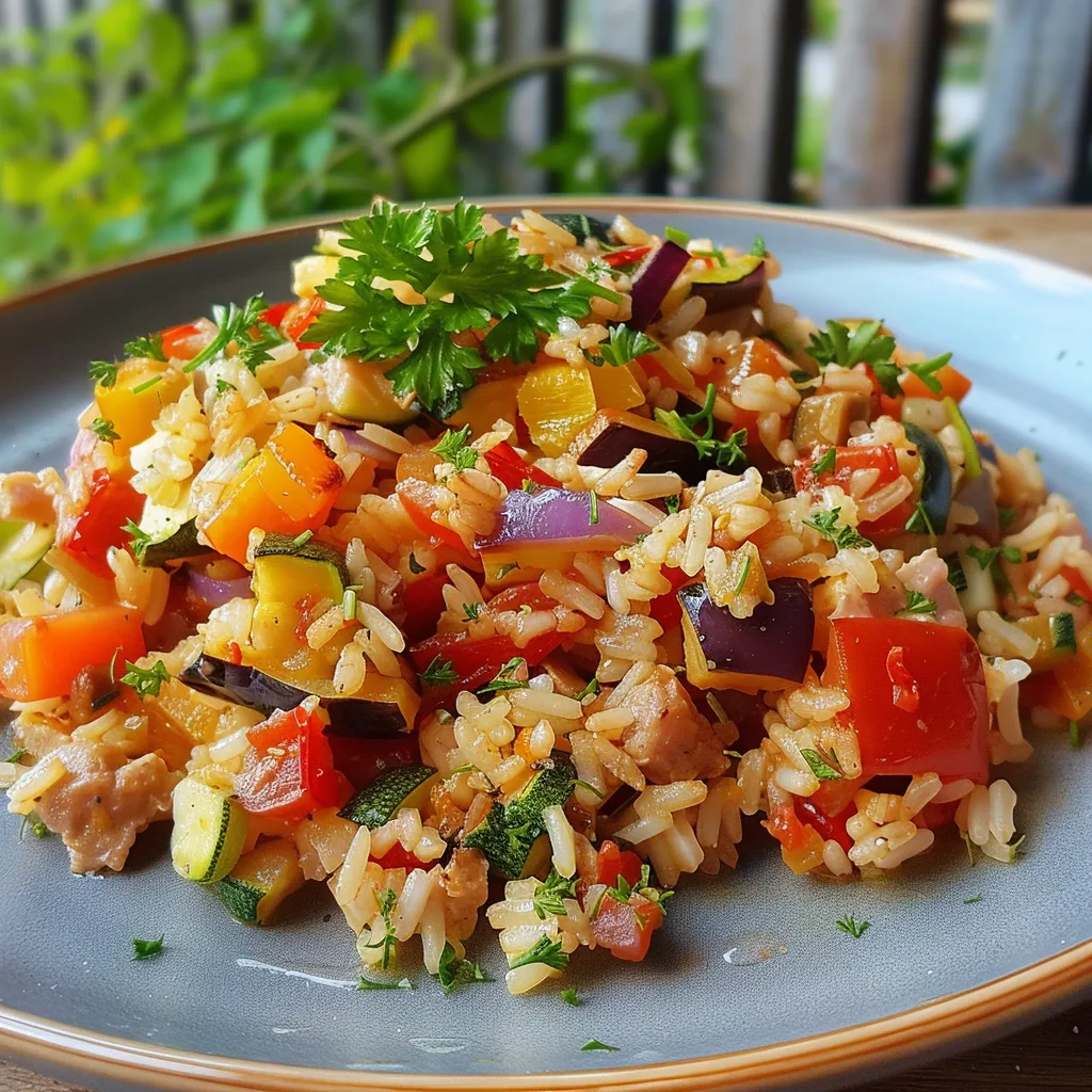 Rezept für Ofen-Gemüsereis mit Thunfisch