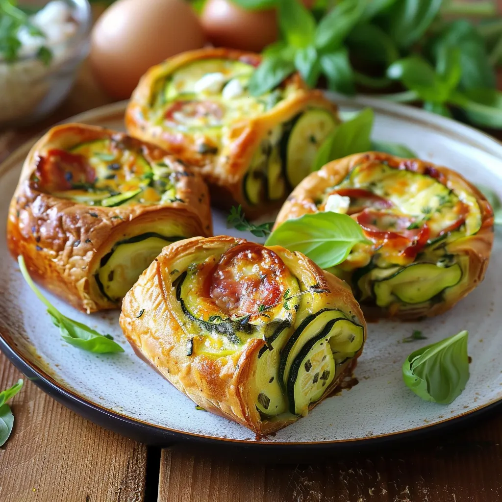 Herzhafte Zucchini Kuchen mit Chorizo und Ziegenkäse