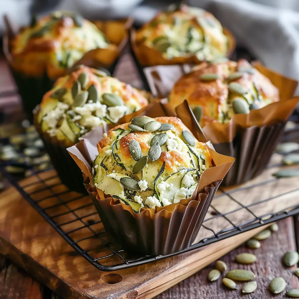 Zucchini-Ziegenkäse-Muffins mit Kürbiskernen