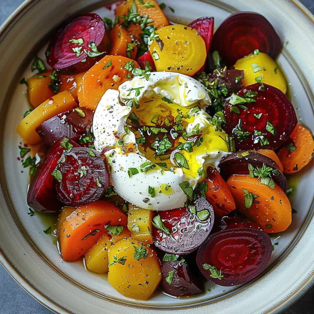 Einfacher Karottensalat mit cremigem Burrata