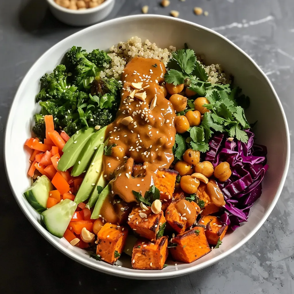 Süßkartoffel-Bowl mit Thai-Erdnusssauce