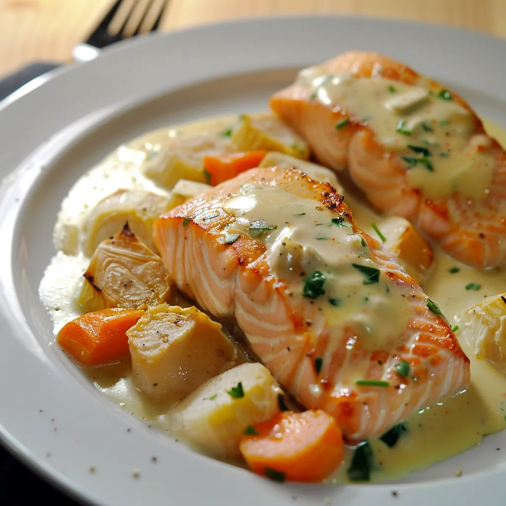 Feines Fischragout mit Lachs und Kabeljau einfaches Gericht