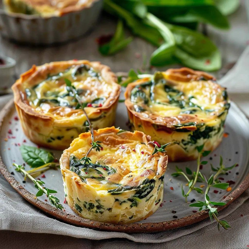 Quiche ohne Teig mit Frischkäse und Spinat