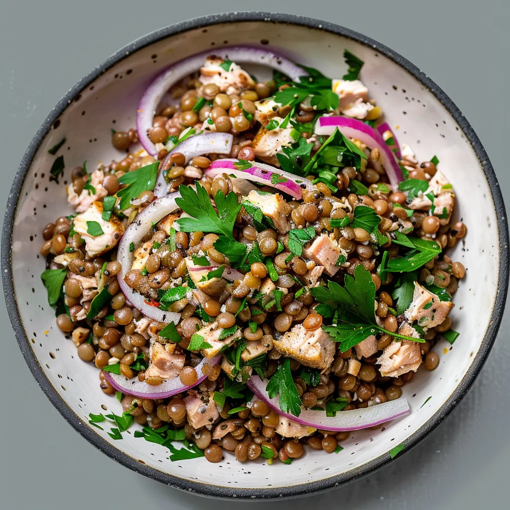 Linsen Thunfisch Salat mit Senf