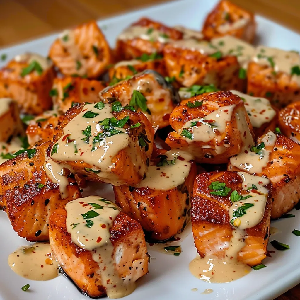 Knusprige, gewürzte Lachs-Häppchen mit Bang Bang-Sauce