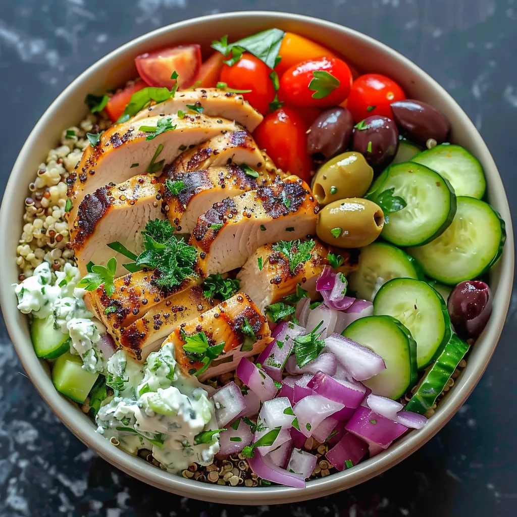 Mediterrane Quinoa-Bowl mit Hähnchen