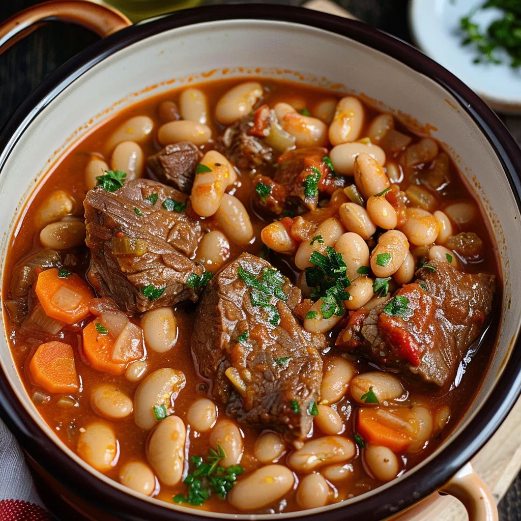 Traditioneller Bohneneintopf mit Rindfleisch