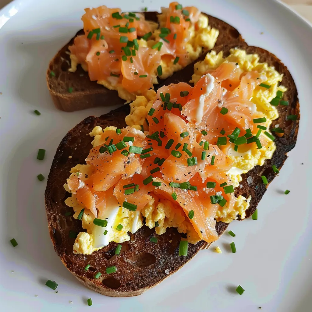 Nordische Stulle mit Rührei und Räucherlachs | Gourmet-Frühstück