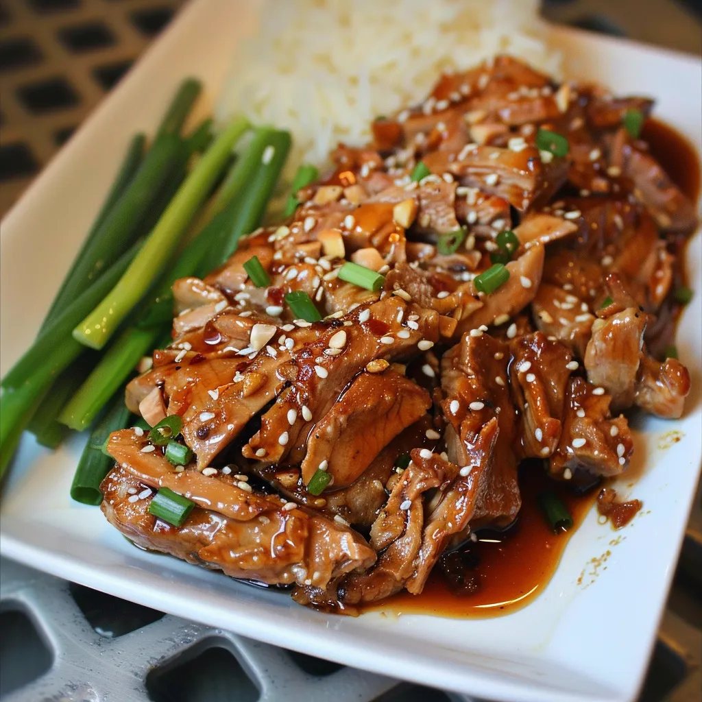 Saftiges Teriyaki Schweinefleisch mit Slowcooker gekocht