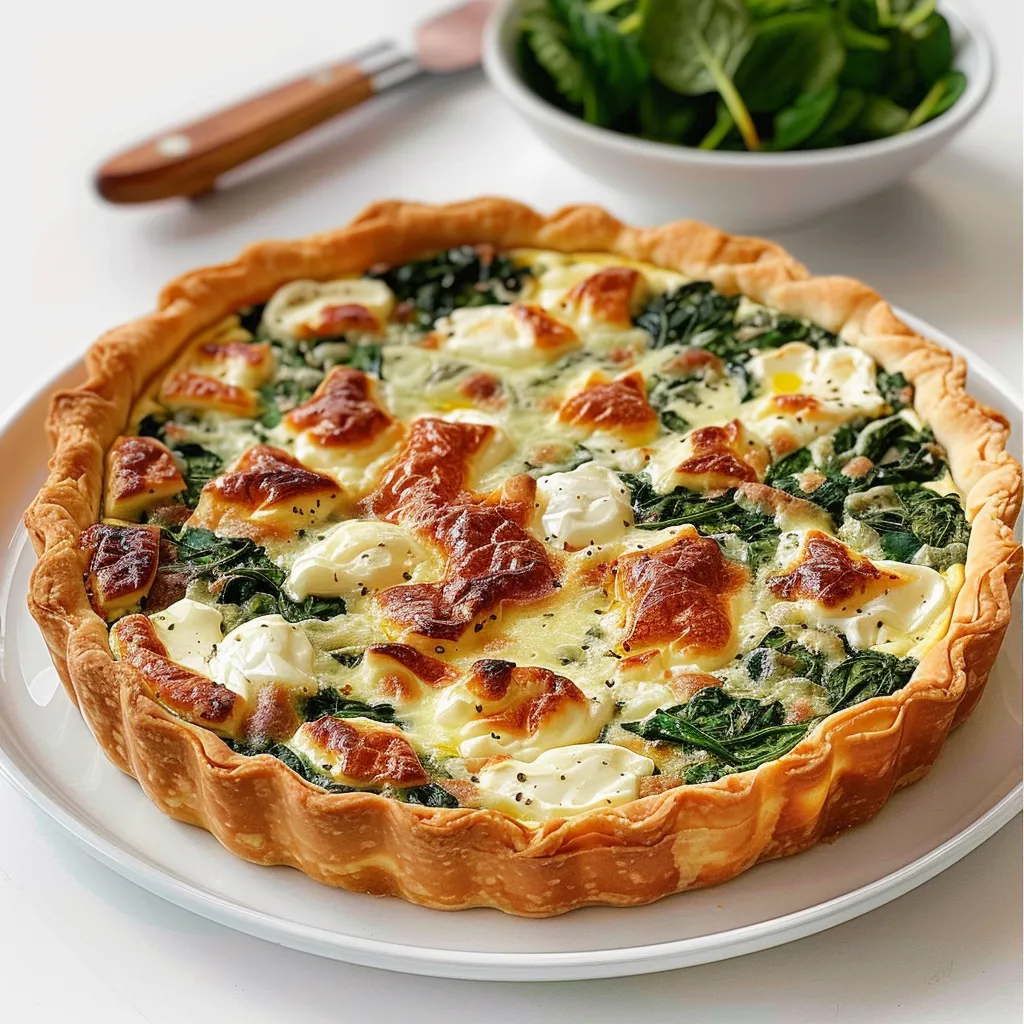 Quiche mit Kräuterfrischkäse und Spinat | Einfaches und leckeres Rezept