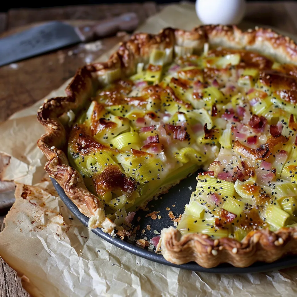 Rustikaler Lauch-Bergkäse-Kuchen - Einfaches Familienrezept