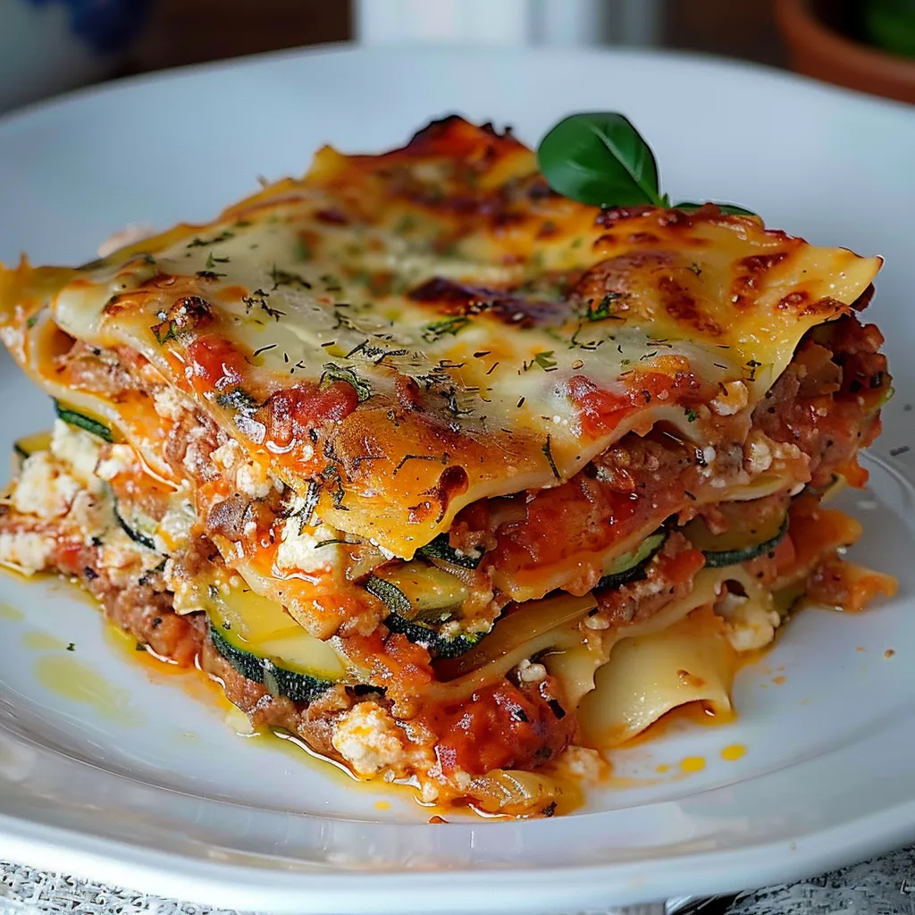 Zucchini-Lasagne mit Bratwurst