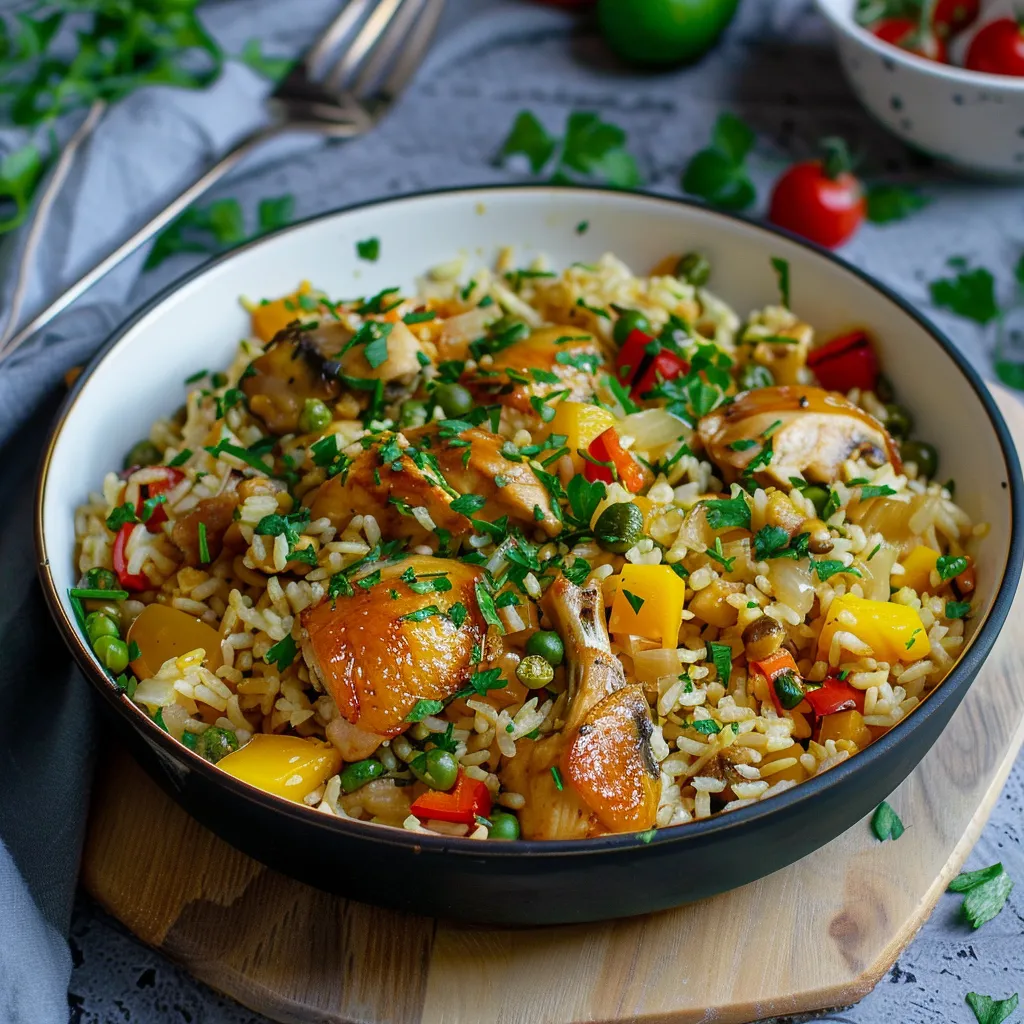 Ofenreis mit Hähnchen und Gemüse - Einfaches Familienrezept