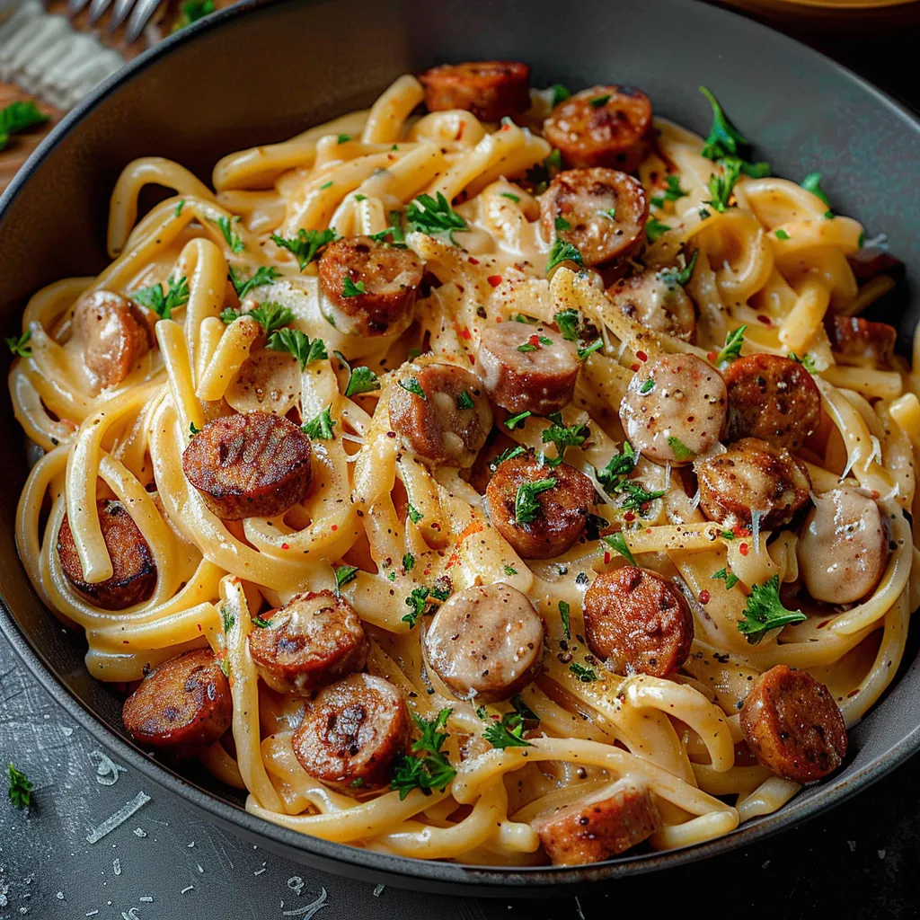 Würzige Cajun Pasta mit Würstchen