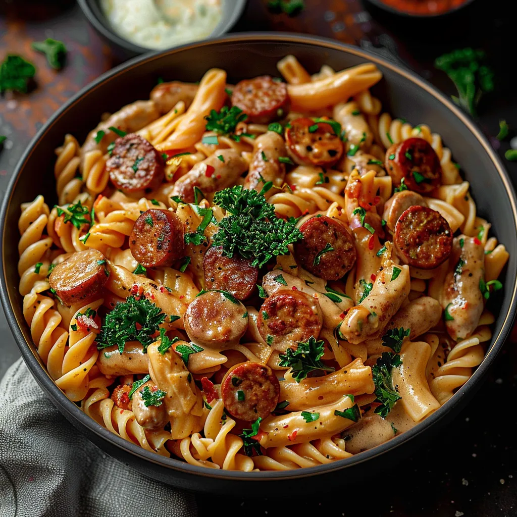 Cremige Cajun Pasta mit Bratwurst - Schnelles 30-Minuten Rezept