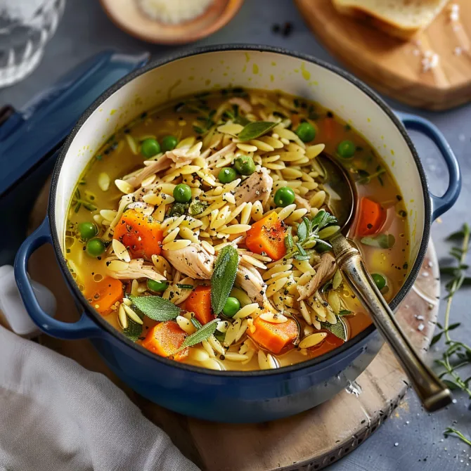 Köstliche Hühnersuppe mit Orzo