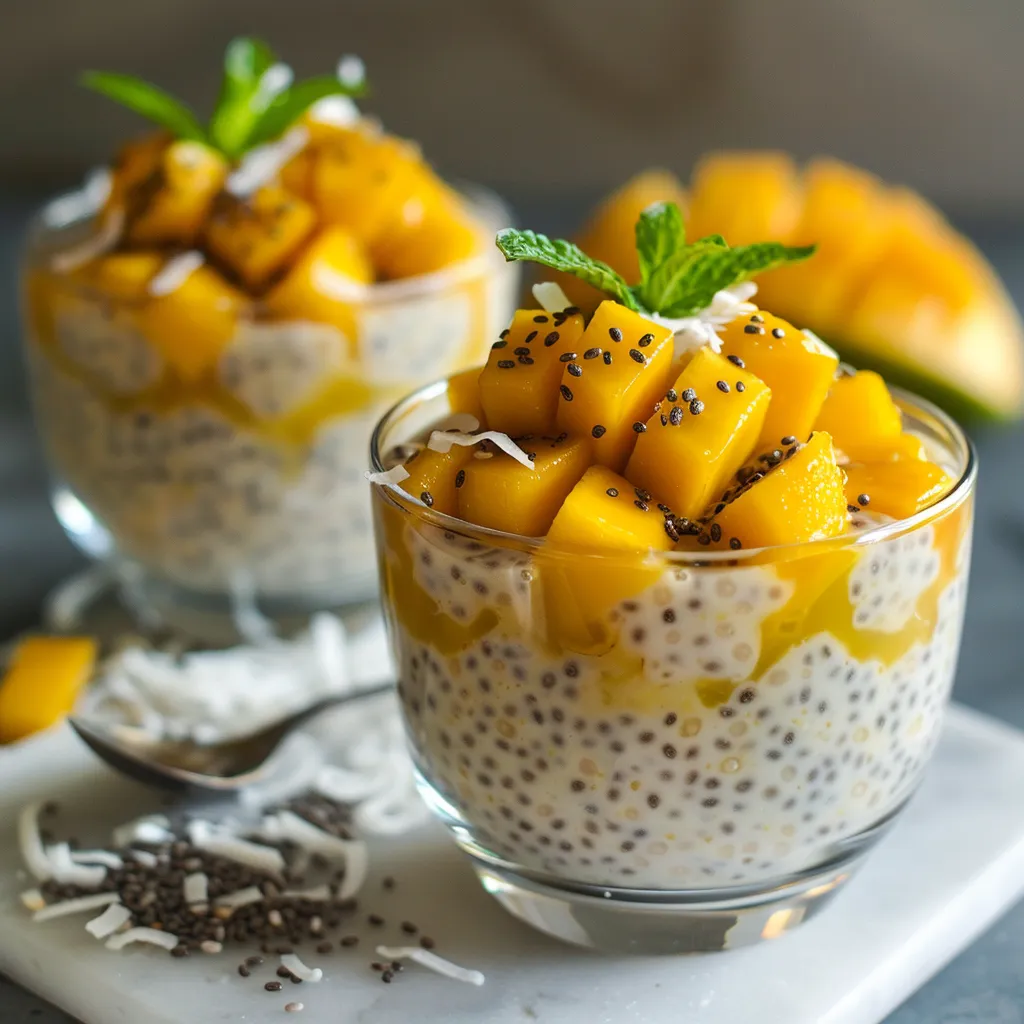 Chia-Kokos-Pudding mit Mango