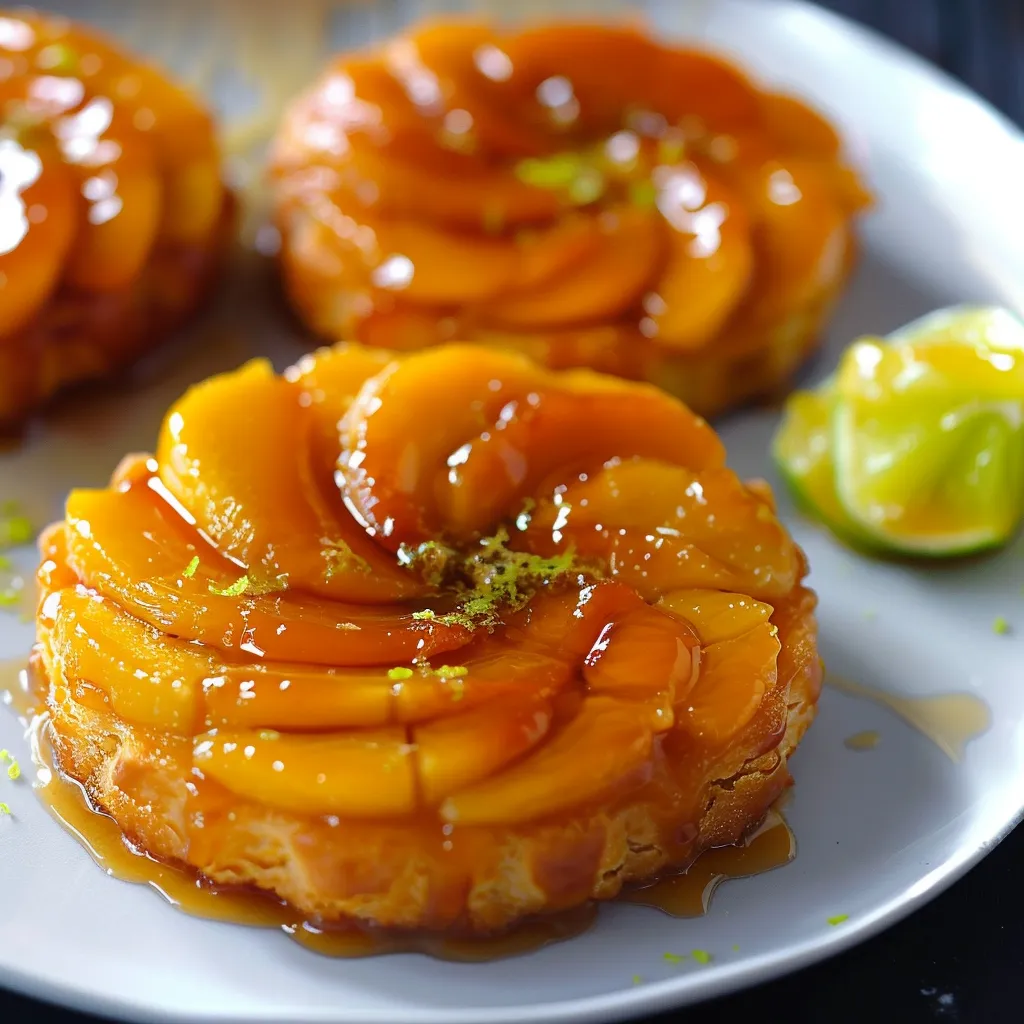 Kleine Mango-Tatins mit Limette