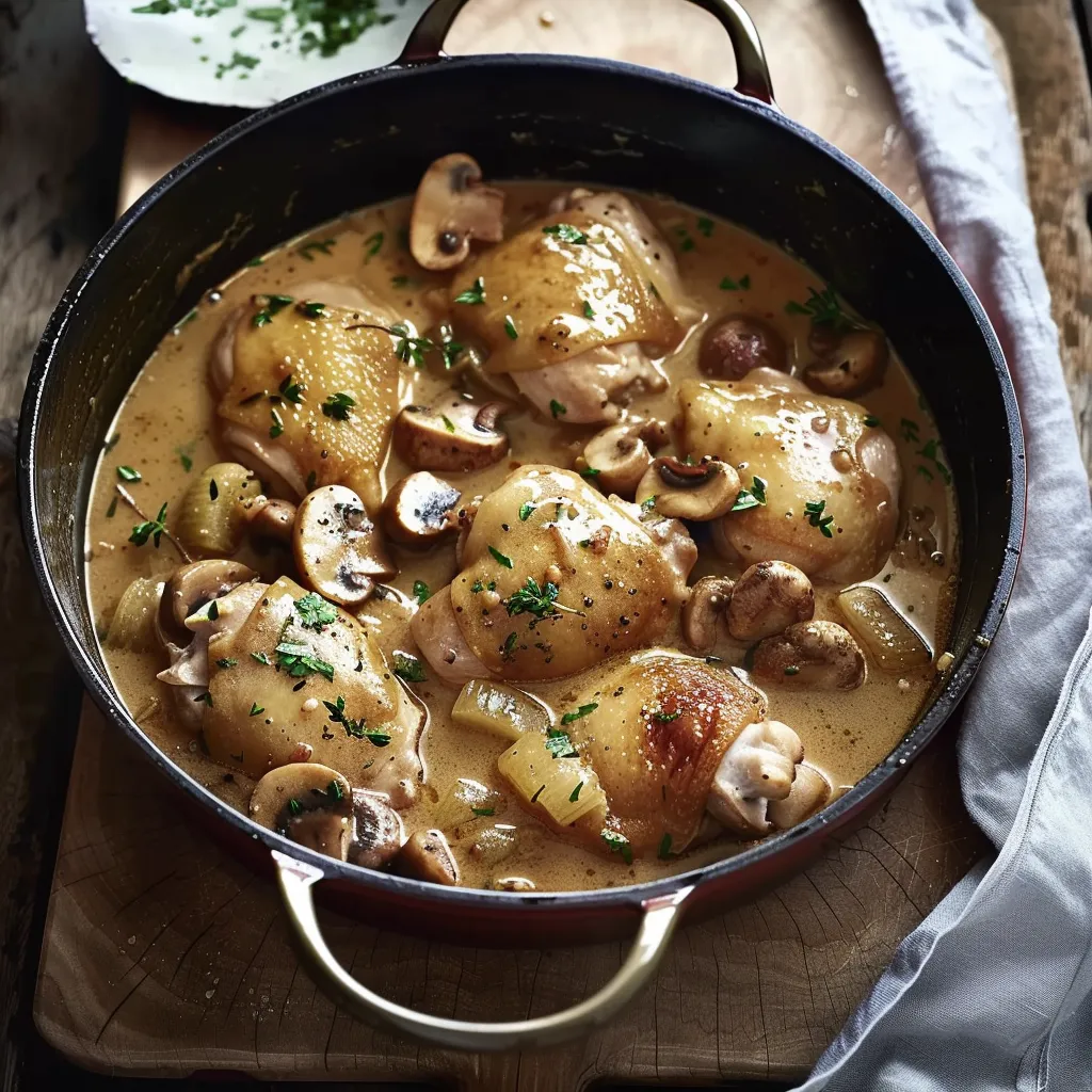 Geschmortes Hähnchen in Apfelweinsauce - Traditionelles deutsches Rezept