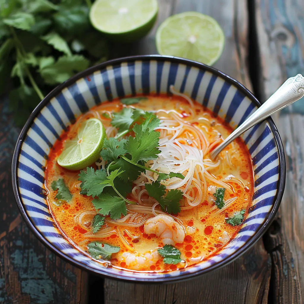 Thailändische Suppe mit Kokosmilch, Ingwer und Zitronengras (15 Minuten)