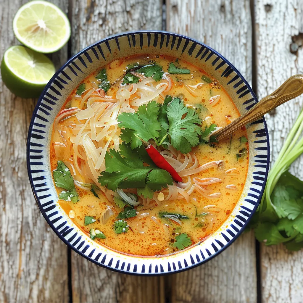 Thai-Suppe mit Kokosmilch, Ingwer und Zitronengras