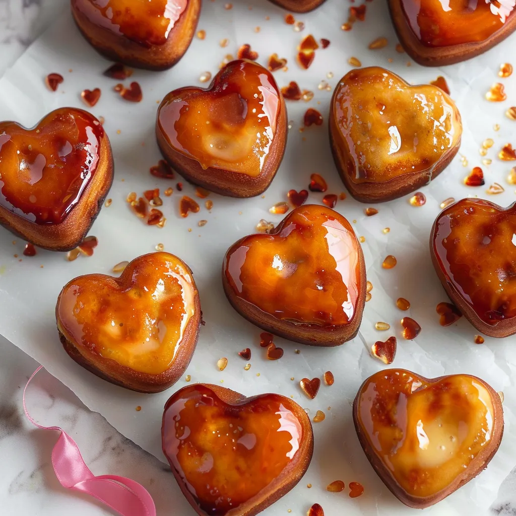 Herzförmige Donuts mit Creme Brûlée für Valentinstag