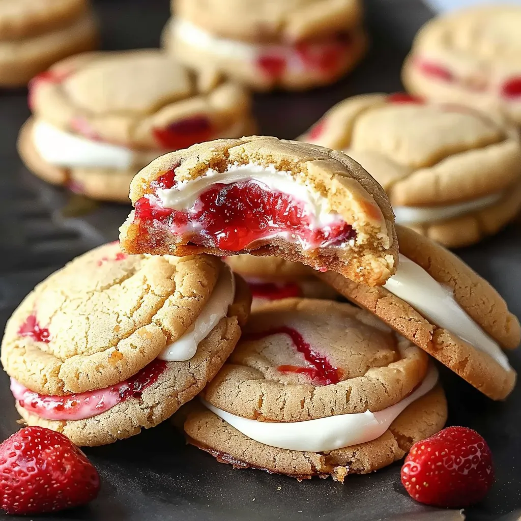 Gefüllte Cheesecake-Cookies mit Erdbeeren