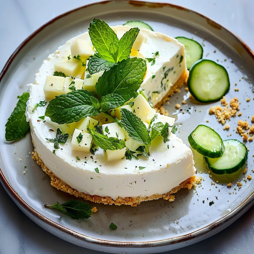 Herzhafter Ziegenkäse-Kuchen mit Minze und Gurke - Erfrischendes Rezept