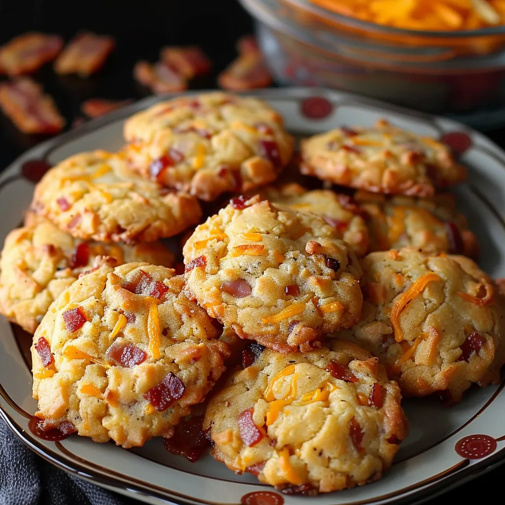 Herzhafte Cookies mit Speck, Käse und Röstzwiebeln