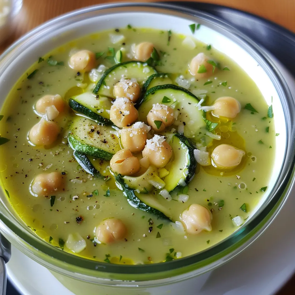 Zucchini-Kichererbsen-Parmesansuppe