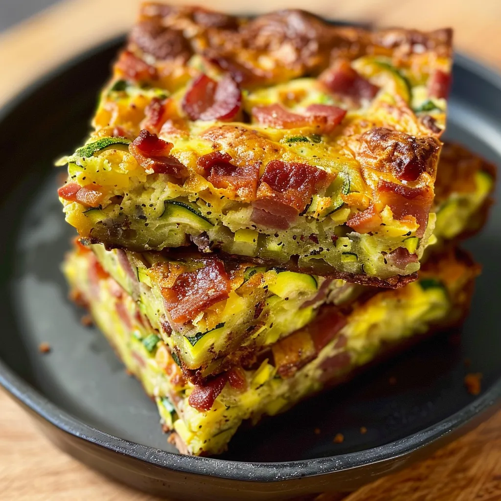 Herzhafter Brownie mit Zucchini und Speck