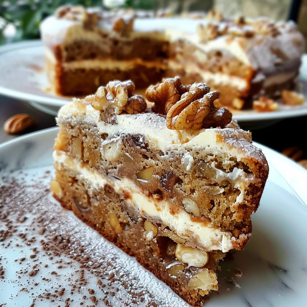 Italienischer Kuchen mit Nüssen und Kaffee