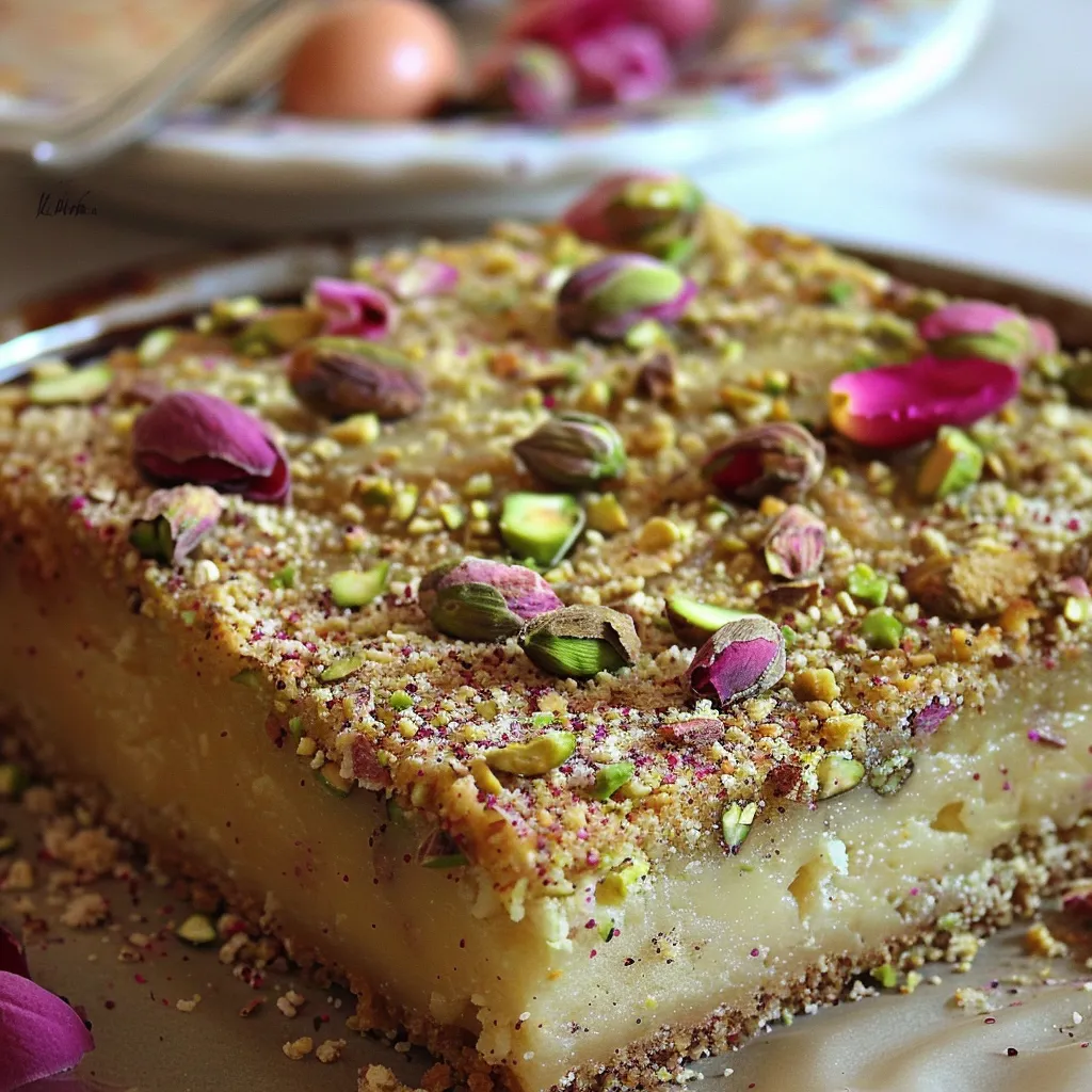 Pistazien-Rosen-Basboussa: Von Ottolenghi inspiriert