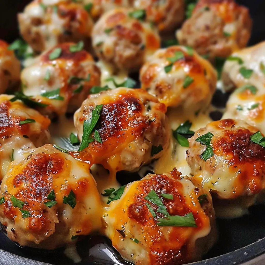 Einfaches Rezept: Mozzarella-gefüllte Hähnchenbällchen