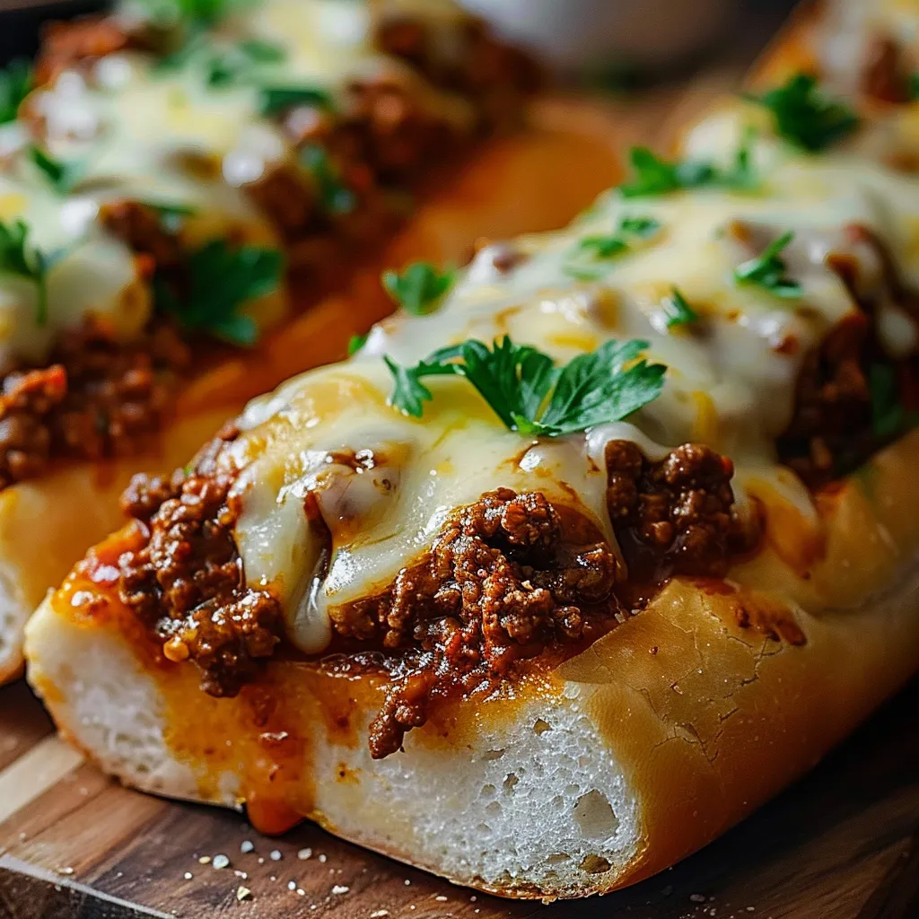 Sloppy Joes mit Käsebrot und Knoblauch