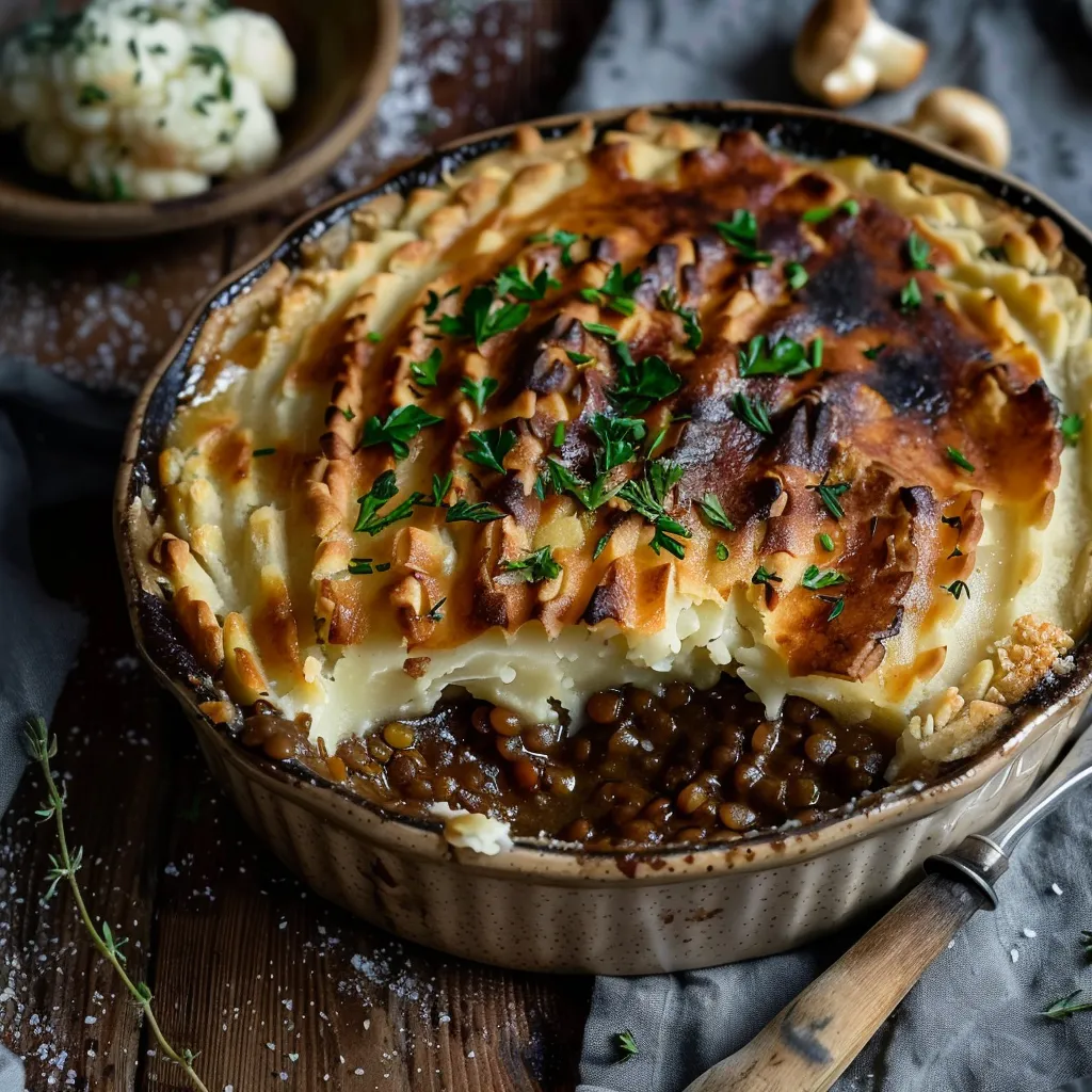 Hackauflauf mit Shiitake-Pilzen und Linsen - Vegetarische Gourmetvariante