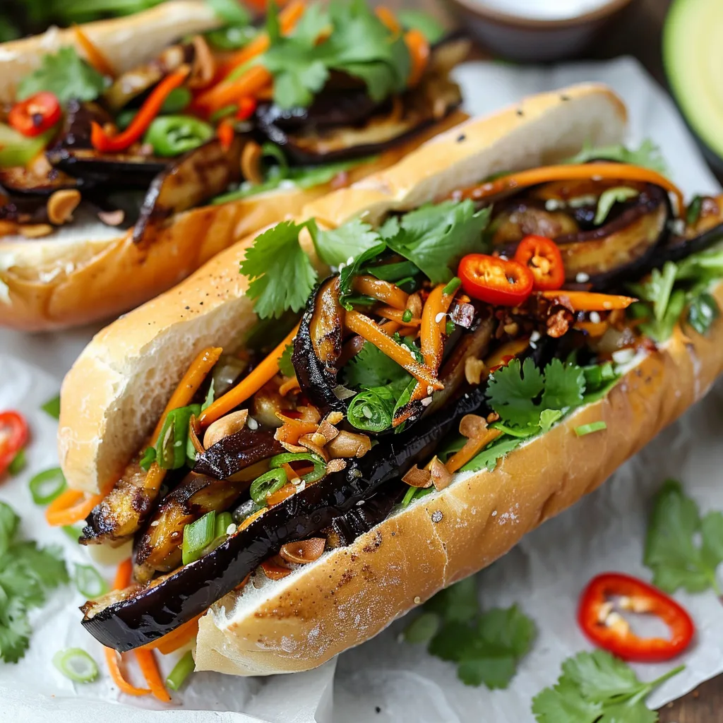 Knackiges Banh Mi mit Aubergine und Zitronengras
