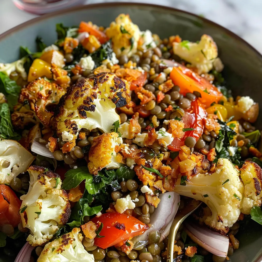 Gerösteter Blumenkohl Linsensalat