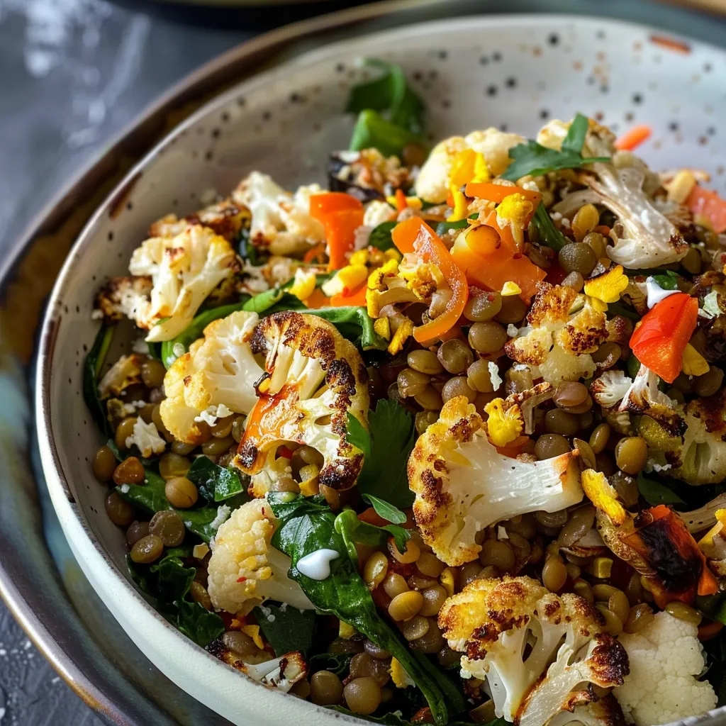 Linsensalat mit geröstetem Blumenkohl - Vegetarischer Genuss