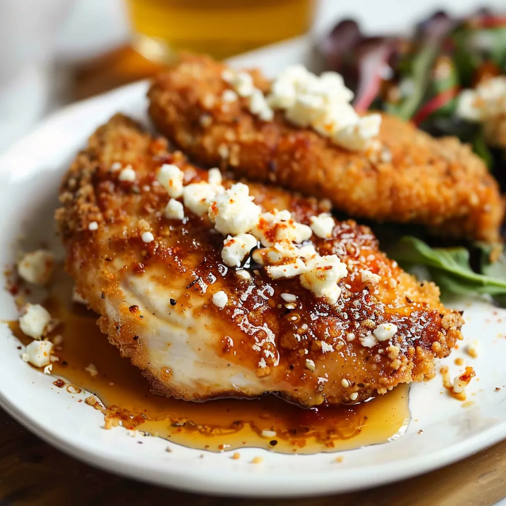 Knuspriges Hähnchen mit Feta und scharfem Honig