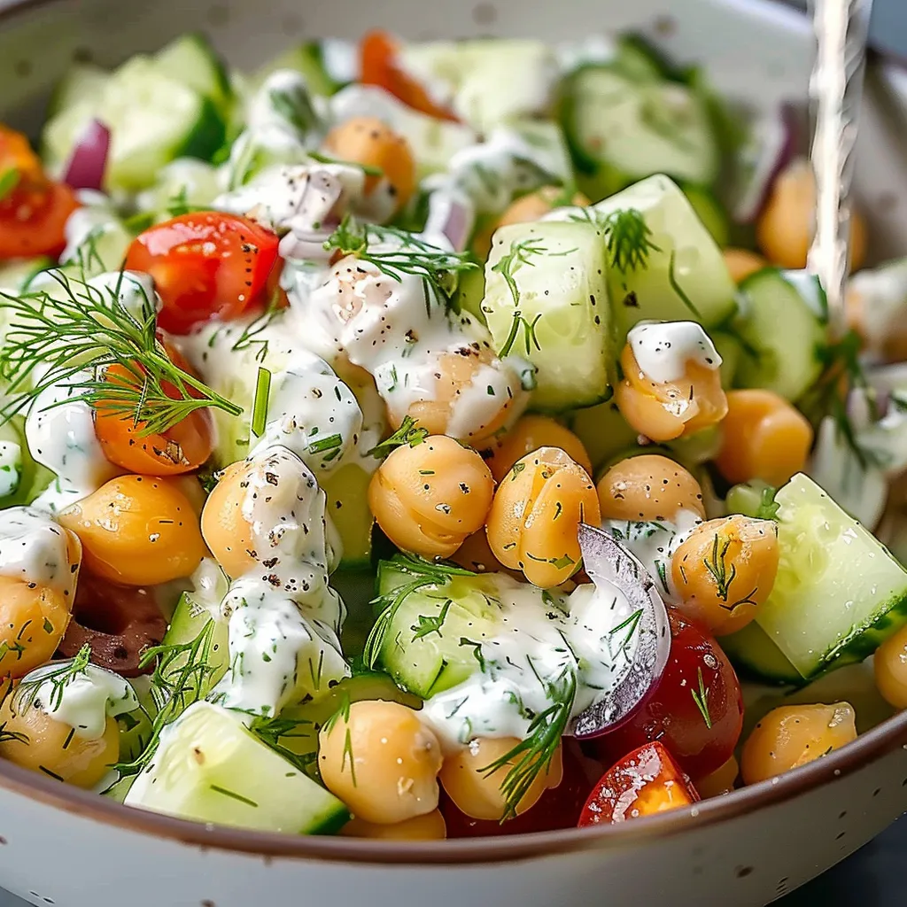 Kichererbsensalat mit Tzatziki - Einfaches vegetarisches Gericht