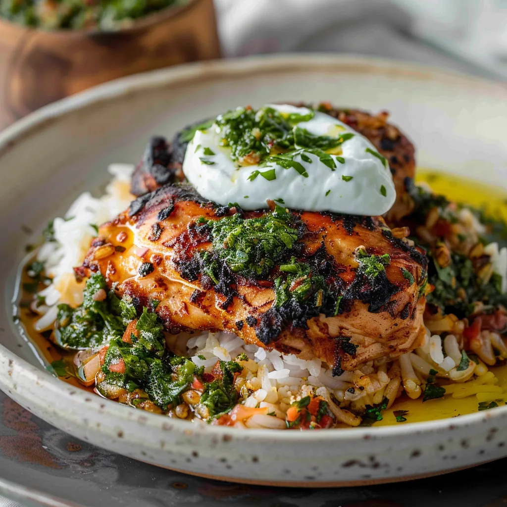 Hähnchen und Reis mit Chimichurri - Einfaches und leckeres Gericht