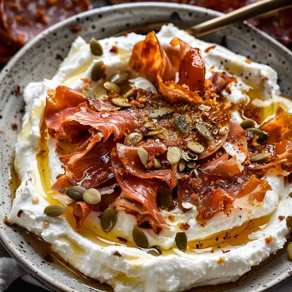 Ricotta-Dip mit knuspriger Mortadella - Origineller Vorspeisen-Snack