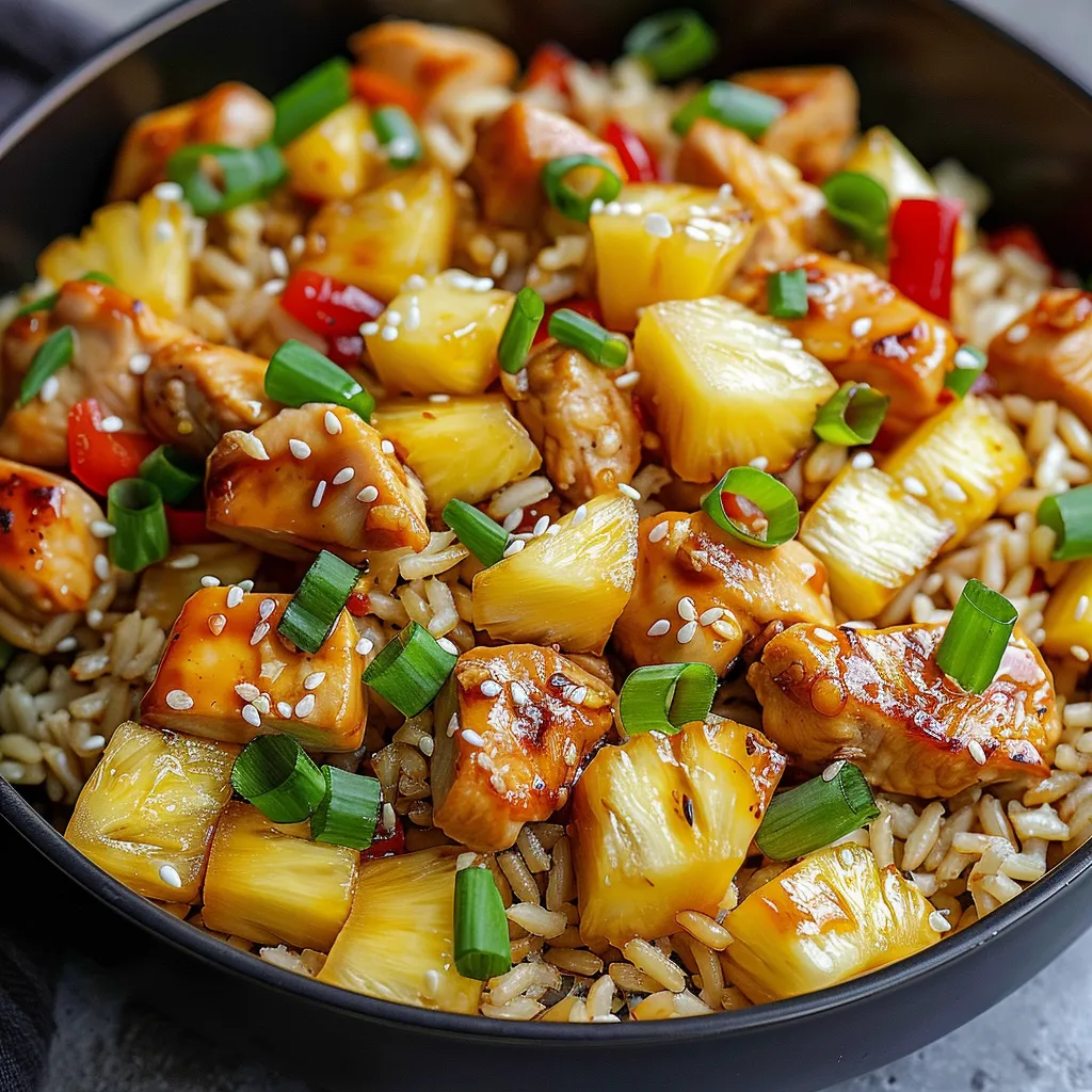 Einfaches Hühnchen mit Ananas und Reis