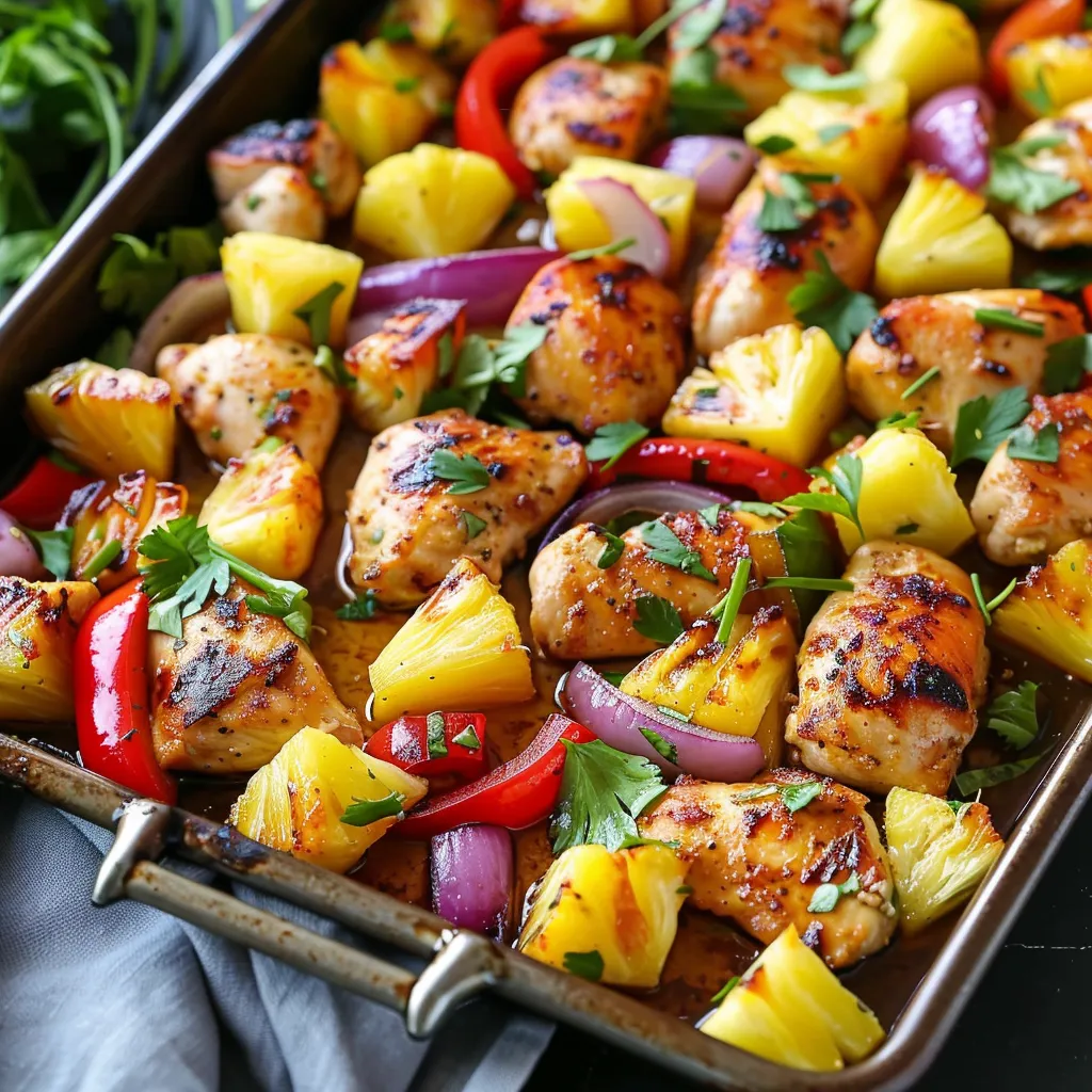 Hawaiianisches Hühnchen vom Blech