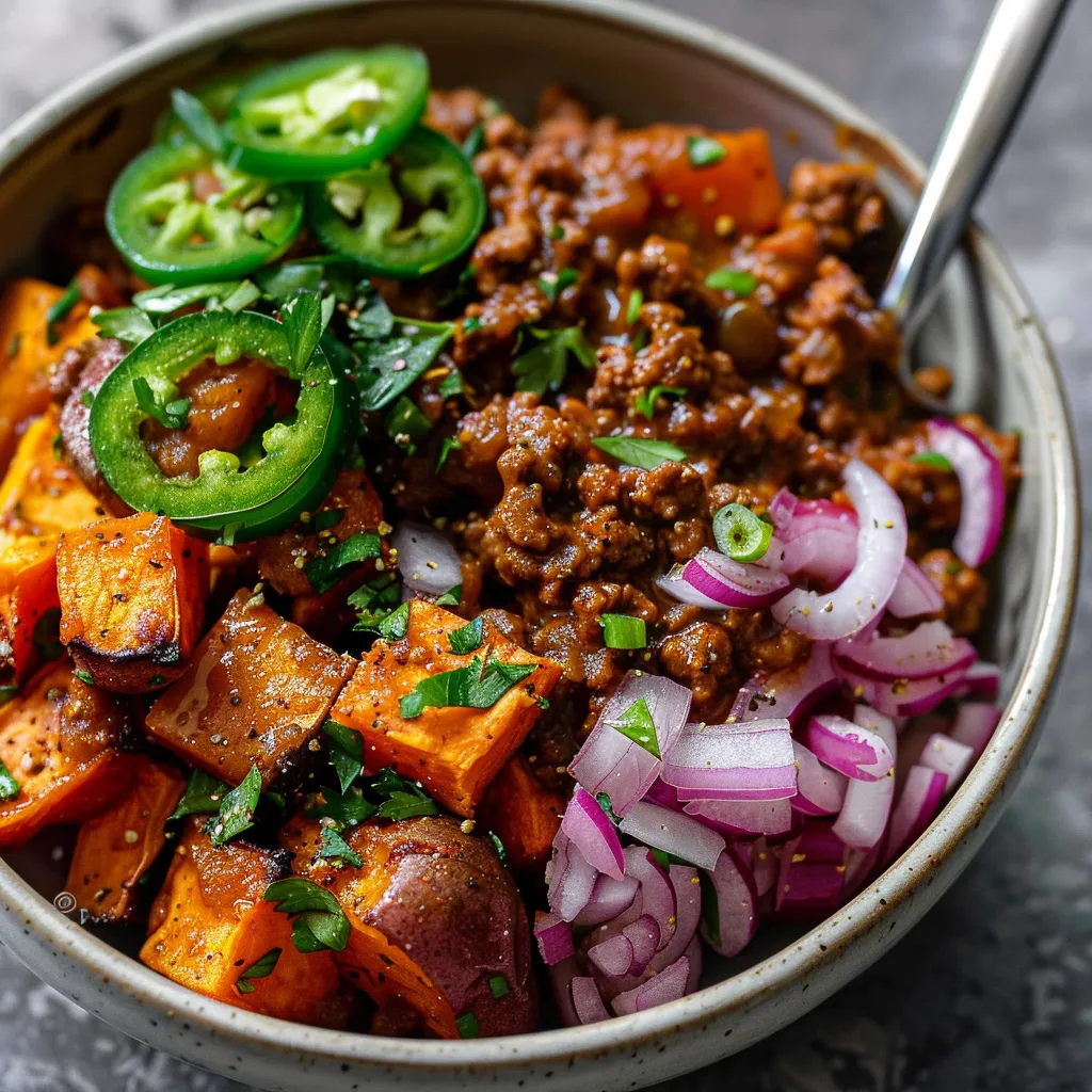 Süßkartoffel-Schalen mit Sloppy Joe