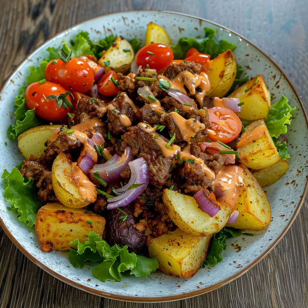 Garnierte Burger-Bowls