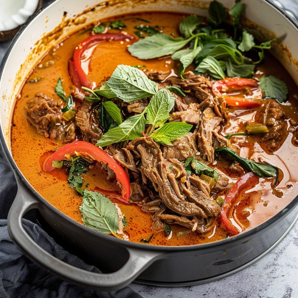 Zartes Bœuf in Curry-Rot-Kokossauce