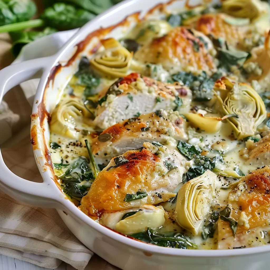 Hähnchen mit Spinat und Artischocken - Einfach und schmackhaft